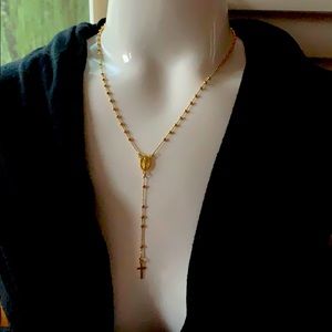 Beautiful gold rosary necklace